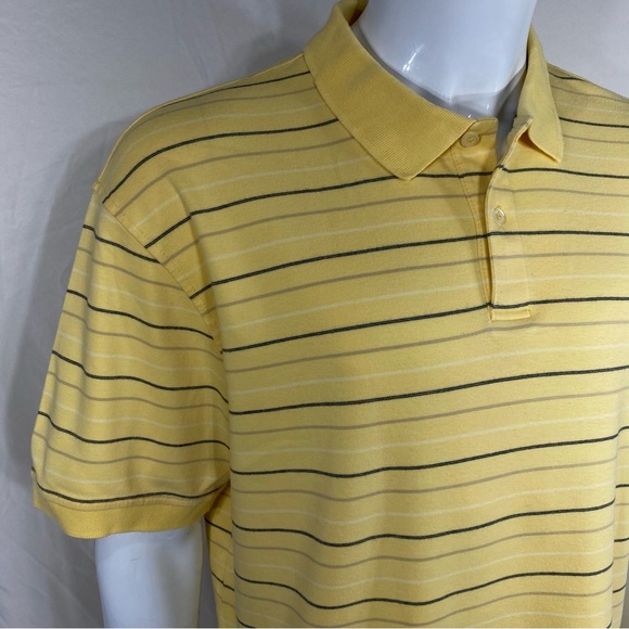 Izod Men’s Striped Yellow Men’s Polo - Picture 2 of 6